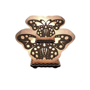 Cœur batteur papillon impression 3D dans une assiette en bois avec lampe à sel en forme de papillon rose-Sian entreprises - Product Image 5