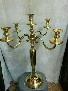 Centre de table de mariage en gros, bougeoir décoratif en aluminium et métal doré - Product Image 2