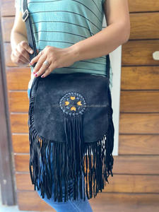 Vente chaude nouvelle mode occidentale sac à bandoulière femmes élégant daim cuir frange à la main petite taille téléphone sac à main en Nylon multi-usage - Product Image 4