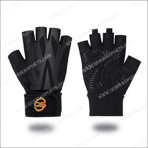Guantes de gimnasio antideslizantes unisex con cuero transpirable para entrenamiento físico, levantamiento de pesas, muñequeras, goma rosa y negra - Product Image 2