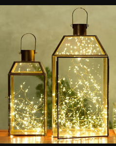 Haute qualité géométrique lanterne décorative métal et verre bougeoir pour la décoration de la maison prix de gros ornement de noël - Product Image 5