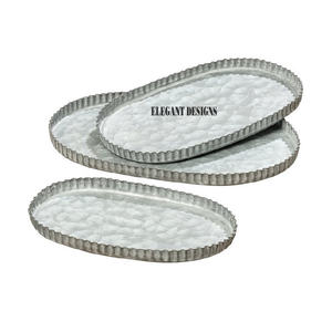 Bandeja de servicio galvanizada de buena calidad, forma redonda, plato de servicio al por mayor hecho a mano, plato de servicio galvanizado asequible - Product Image 2