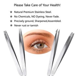 Best Precision 4 Piece Stainless Steel Eyebrow Tweezers Pointed Tip for Facial Ingrown Hair Removal Sustainable Wholesale Makeup - Product Image 5