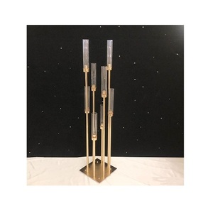 Centro de mesa de color dorado de metal, centro de mesa de tamaño y forma personalizados para eventos de boda y decoración de fiestas - Product Image 1