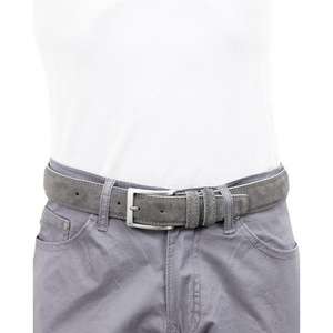 Cintura di design in vera pelle scamosciata grigia artigianale di lusso Made in Italy per uomo con fibbie ad ardiglione 6 pezzi in una scatola personalizzabile - Product Image 2