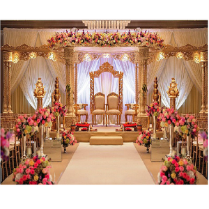 Mandap de Fibra con Aspecto de Madera para Bodas Gujarati, Maravilloso Mandap Triveni para Bodas Indias, Decoración de Mandap para Ceremonias de Boda Maharani en Reino Unido y Estados Unidos - Product Image 1