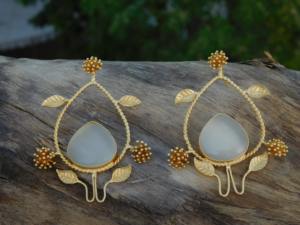 ใหม่ที่ทันสมัยได้รับความนิยมทําด้วยมือทองเหลืองเคลือบทองเคลือบห่วงหินสตั๊ดต่างหูสําหรับเด็กหญิงและสตรี - Product Image 6