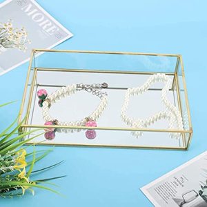 Rectangular Glass Storage <b>Box</b> with Metal Frame for Jewelry Organizers - Product Image 6
