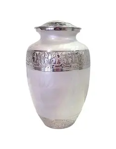 Great Quality Pearl White Hand Crafted with a Great Precision Adult Handmade Funeral Urn for Adult Human Ashes