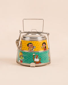KING INTERNATIONAL Printed Lunch <b>Box</b> Enamel <b>Tiffin</b> Stainless Steel Printed Hot <b>Tiffin</b> - Product Image 1