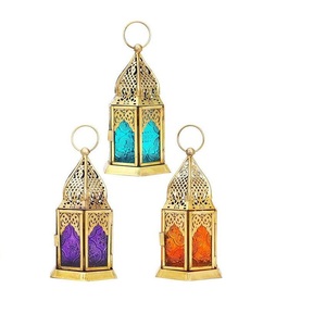 Juego de 3 luces colgantes de metal con chapado en oro para decoraciones de Navidad en el hogar, balcón y tarros de velas - Product Image 1