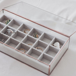 High QualityRectangle <b>Glass</b> Jewelry <b>Box</b>. Handmade Stained <b>Glass</b> <b>Box</b>. Grey Suede Case. - Product Image 1