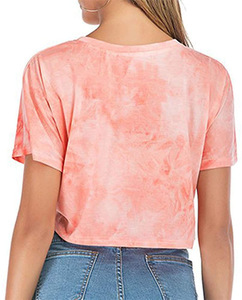 T-shirt manches courtes pour femme, ample, haut court, personnalisé, avec dégradé de couleurs, tendance 2021 - Product Image 3