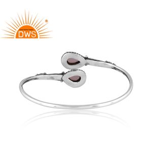 Oxidized 925 <b>Sterling</b> <b>Silver</b> Natural Smoky Quartz Gemstone <b>Cuff</b> Bangle Jewelry for Women Gift for Her - Product Image 3