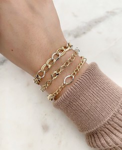 Bracelet tendance bicolore 14 carats avec fermoir marin - Product Image 1