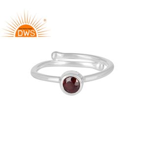 Fait à la main Ronde Coupe Naturel Anneau de Pierres Précieuses de Grenat Bijoux Indien Argent Bijoux Grossiste - Product Image 1