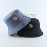 Sombrero de cubo con logotipo bordado personalizado para mujer, gorra de cubo de algodón liso con logotipo personalizado