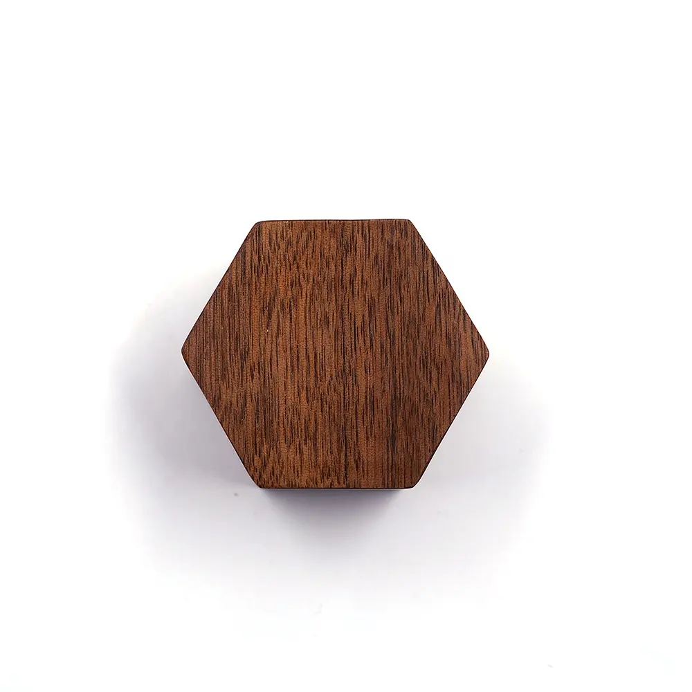 Luxo personalizado natural pequeno hexágono de madeira brinco organizador anel caixa de jóias caso presente madeira noz artesanato caixas embalagem