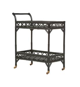 Black Rattan <b>Hotel</b> bar Carts Rattan <b>Trolley</b> Cart - Product Image 1