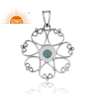 Colgante de Plata de Ley Oxidada de Moda, Más Vendido, con Doble Cristal de Amazonita, Proveedor de Joyería Tradicional - Product Image 1