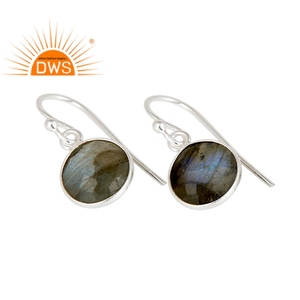 925 Sterling <b>Silver</b> Woman's Wholesaler Jewelry Labradorite Gemstone Bezel Set <b>Dangle</b> <b>Earring</b> Jewelry Supplier - Product Image 2