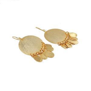 Pendientes de Gancho con Diseño Martillado de Lujo al por Mayor para Mujer y Niña, Joyería de Moda Chapada en Oro con Acabado Mate Geométrico para Boda y Fiesta - Product Image 1