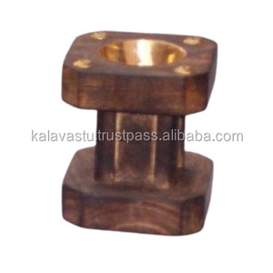 Quemador de incienso y carbón hecho a mano de latón con base de madera y taza de latón, soporte para aromaterapia con incienso. - Product Image 4