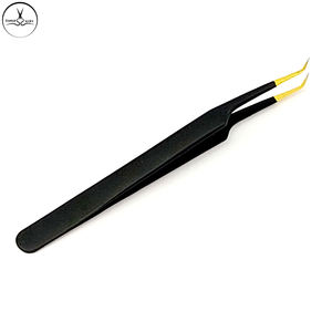 สีดำที่มีปลายทองสแตนเลสแหนบขนตาที่กำหนดเองชื่อแบรนด์และการบรรจุขายส่งที่มีคุณภาพระดับมืออาชีพขนตา - Product Image 2