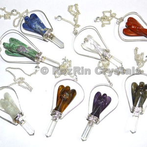 Pendules de suspension d'ange en pierre précieuse, mélange de cristaux en pierre précieuse, meilleure vente - Product Image 1