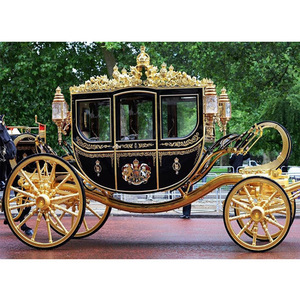 Cochecito de caballo de lujo de estilo británico, fabricante del carruaje del príncipe real, dorado y Negro increíble - Product Image 1