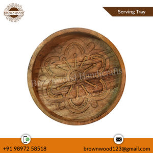 Plateau de service en bois de manguier sculpté à la main de haute qualité plateau de décoration en bois vente chaude pour table à manger de cuisine à faible quantité minimale de commande - Product Image 2