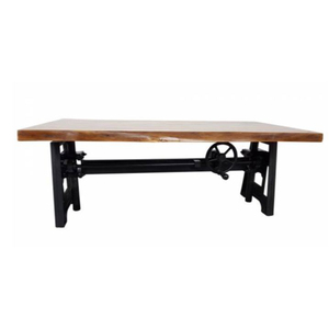 Table de café en bois d'acacia Design industriel, pieds en fonte, réglables, hauteur, pour salon et chambre à coucher, nouvelle collection - Product Image 2