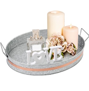 Stylish Grey Oval Galvanized Food Serving <b>Tray</b> in Sleek Design Perfect Home <b>Kitchen</b> Hotel Dessert Serving Elegant Display Piece - Product Image 1