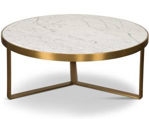 Table de meuble rond en fer au Design moderne, décoration de salon, couleur dorée, blanche et marron - Product Image 2
