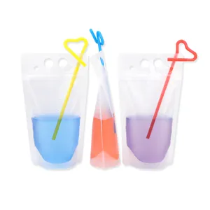 Plastic Clear Resealable Frozen Jelly Alcohol Ziplock Soft Drink Pouch with Straw