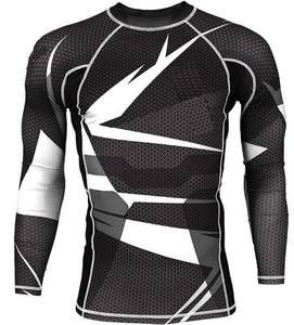 Rashguard d'entraînement à manches longues pour hommes, chemise de fitness à compression à sec et à froid en tissu de nylon pour l'entraînement MMA - Product Image 1