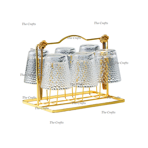 Porte-gobelet et verre couleur or en métal de très bonne conception avec porte-gobelet en verre pour ustensiles de cuisine de la plus haute qualité - Product Image 1