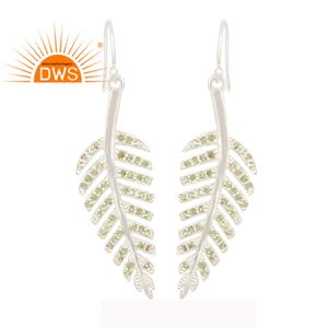 Pendientes Colgantes de Plata de Ley 925 al por Mayor, Joyería con Diseño de Hoja, Pendientes Colgantes con Piedra Preciosa de Peridoto Natural, Proveedor al por Mayor - Product Image 1