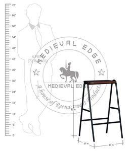 Tabouret de Bar au Design contemporain, élégant avec finition en bois de teck et support métallique fabriqué au bord médiéval, à prix abordable - Product Image 3