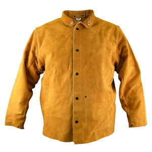 Veste de soudage en croûte de cuir de vache, col haut, mécanique, soudage FR, veste de travail légère et imperméable - Product Image 1