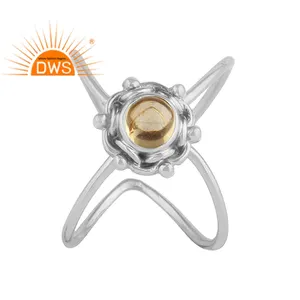Glänzender Citrin ring Jaipur Edelsteins chmuck Hersteller Oxidierter 925er Sterling Silber Antiker Ring Klassische Kollektion
