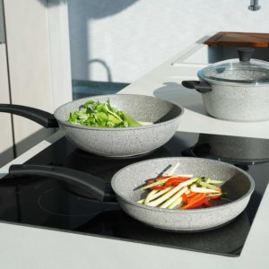 Vendita calda padella antiaderente pentole in granito padella da cucina tutti i piani cottura inclusa induzione risparmio energetico - Product Image 6