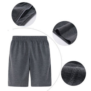 Pantalones cortos de algodón con bolsillos para gimnasio, color gris, para correr - Product Image 4