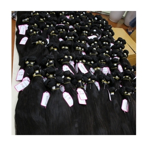 Venta al por mayor sedoso recto vietnamita extensiones de cabello humano virgen Paquete de doble dibujado en hueso recto estilo con efecto de onda - Product Image 1