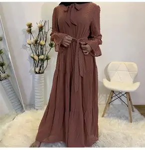 优雅时尚Nida伊斯兰Abaya穆斯林女装全长度Jilbab马来西亚Kebaya Jubah新款模特Abaya在迪拜