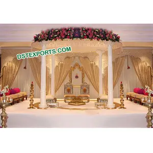Wedding Royal Roman Mandap Decoration Indian Wedding Mandap Fiber Crystal Mandap Decoration UK