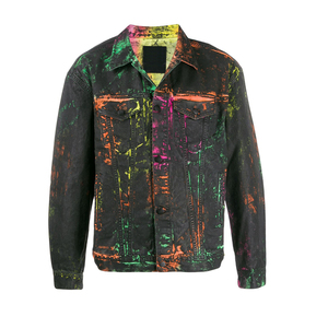 Contrasto Tye Tie Dye Jean Denim giacche <span class=keywords><strong>giacca</strong></span> moto 100% cotone Shell <span class=keywords><strong>uomo</strong></span> abbigliamento tessuto moda manica lunga <span class=keywords><strong>uomo</strong></span> Casual - Product Image 2
