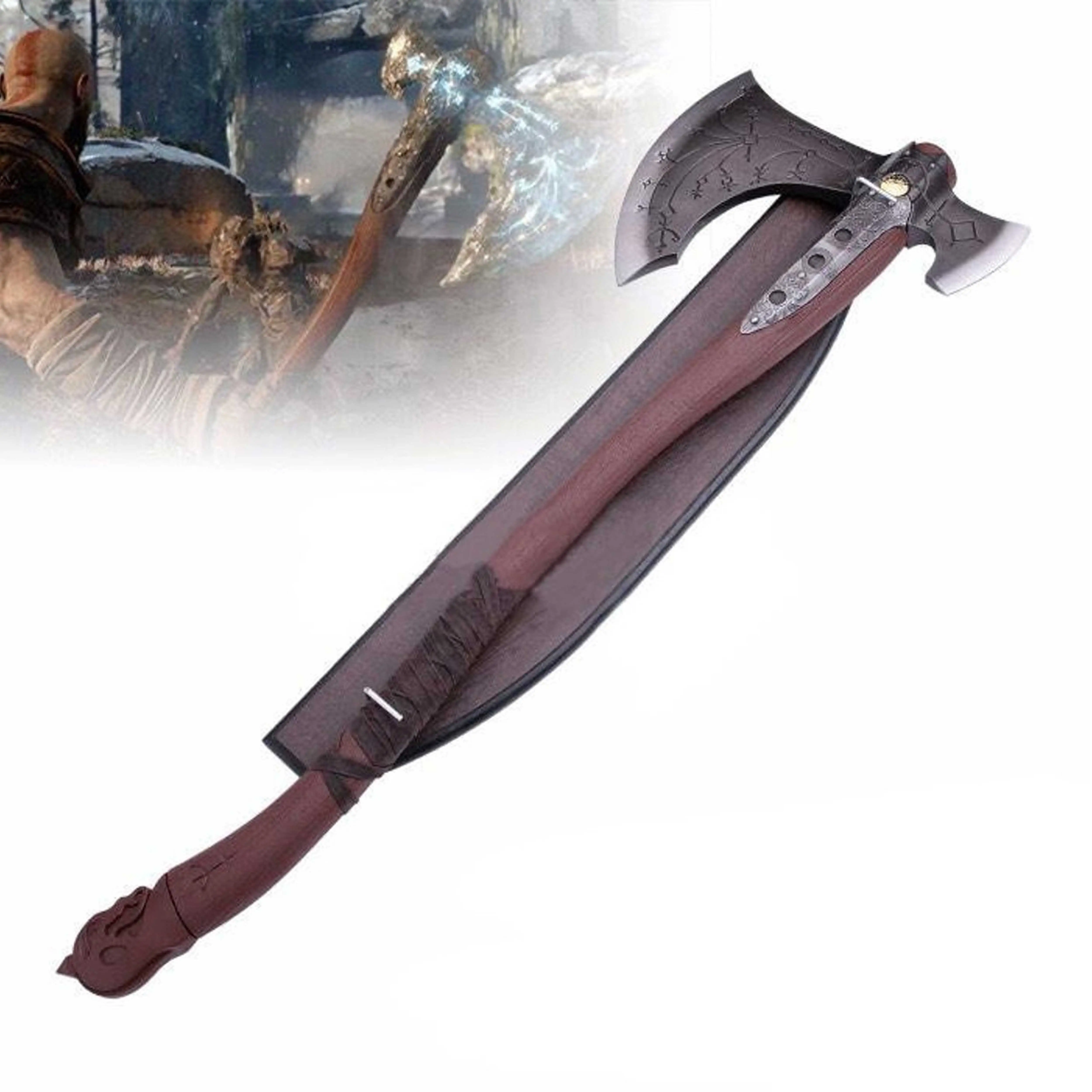 41.6 "저가 주문 Handmade 가로장은 전쟁 Kratos Tomahawk 도끼/hatchet의 스테인리스 신들을 식각했습니다