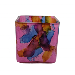 Vela cuadrada de pétalos de alta calidad hecha a mano, tarro de cristal de moda multicolor marmolado, soporte multiusos, linternas de vela personalizadas - Product Image 1