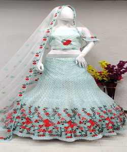 Nouveau à la mode Georgette Lehenga Choli avec fil à broder travail Style indien pakistanais fête porter en gros Textile vêtement - Product Image 2